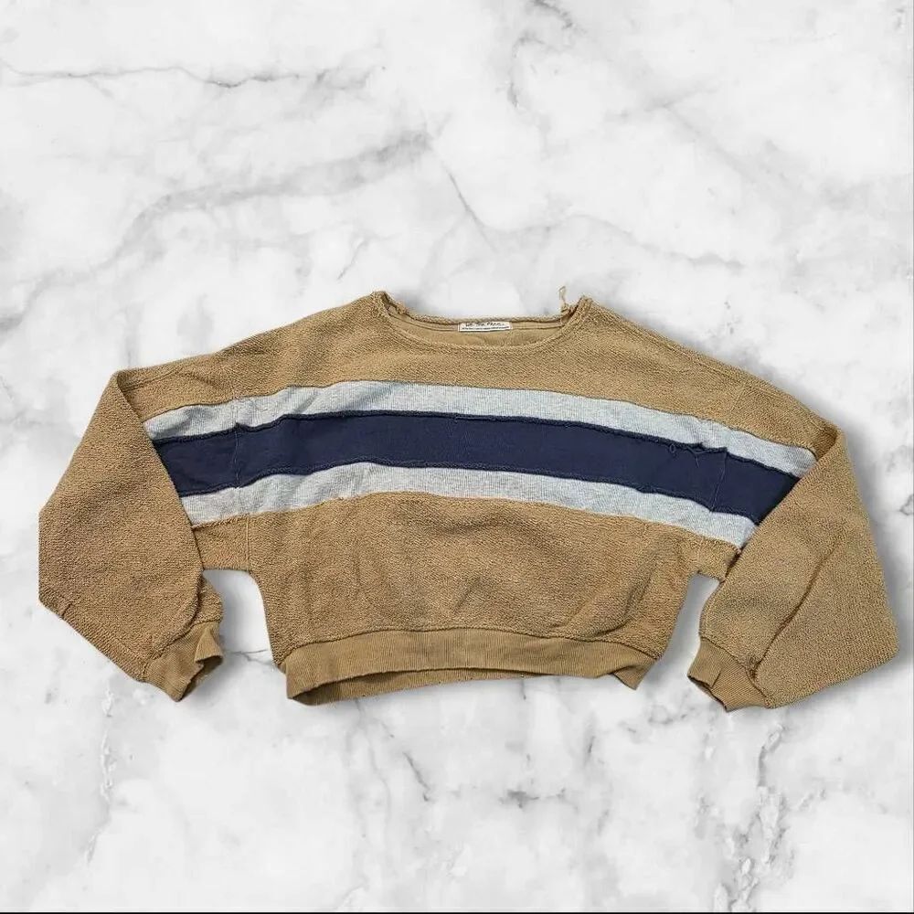 We The Free Striped Terry Crop Sweatshirt Size XS